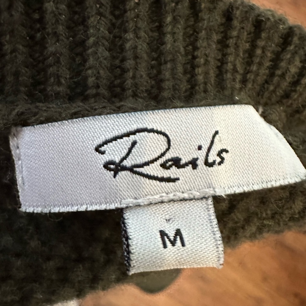 Rails Green Crew Neck Sweater with Ribbed Cuffs - Picture 4 of 4